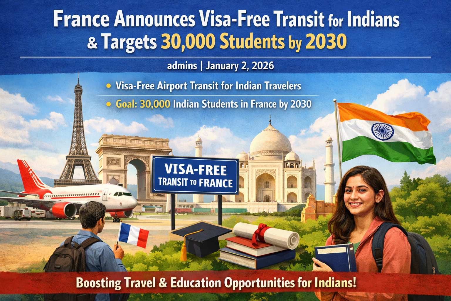 France Visa-Free Transit for Indians 2026 + 30,000 Student Plan Explained