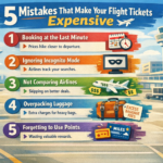 Common mistakes that make flight tickets expensive illustrated with travel booking concept