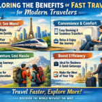 Modern fast travel scene showing high-speed train and airplane representing quick global transportation