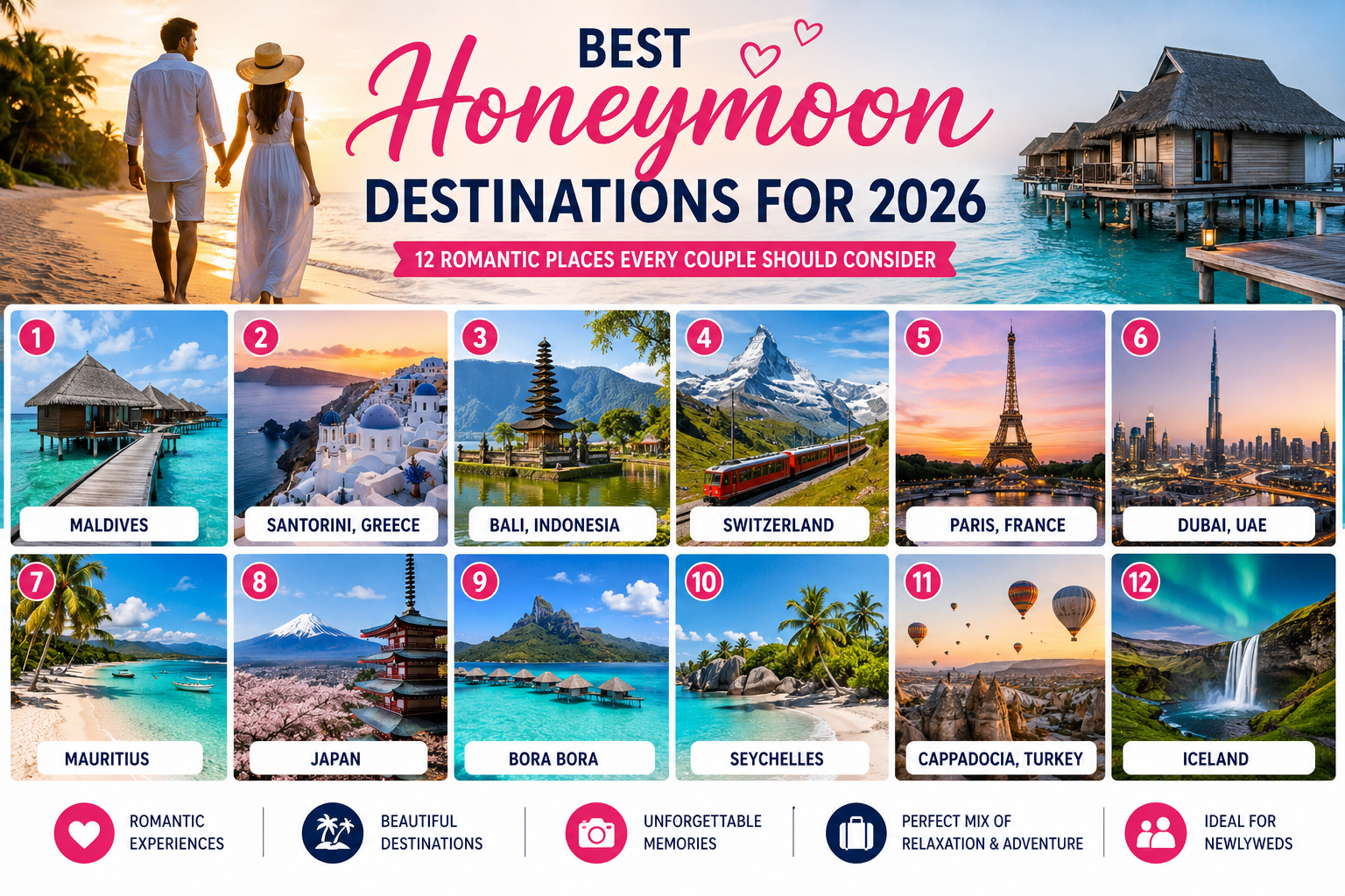 Best Honeymoon Destinations for 2026: 12 Romantic Places Every Couple Should Consider