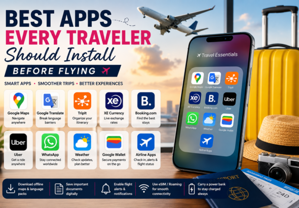 Best Apps Every Traveler Should Install Before Flying (2026 Guide) 13 Best Apps Every Traveler Should Install Before Flying (2026 Guide)